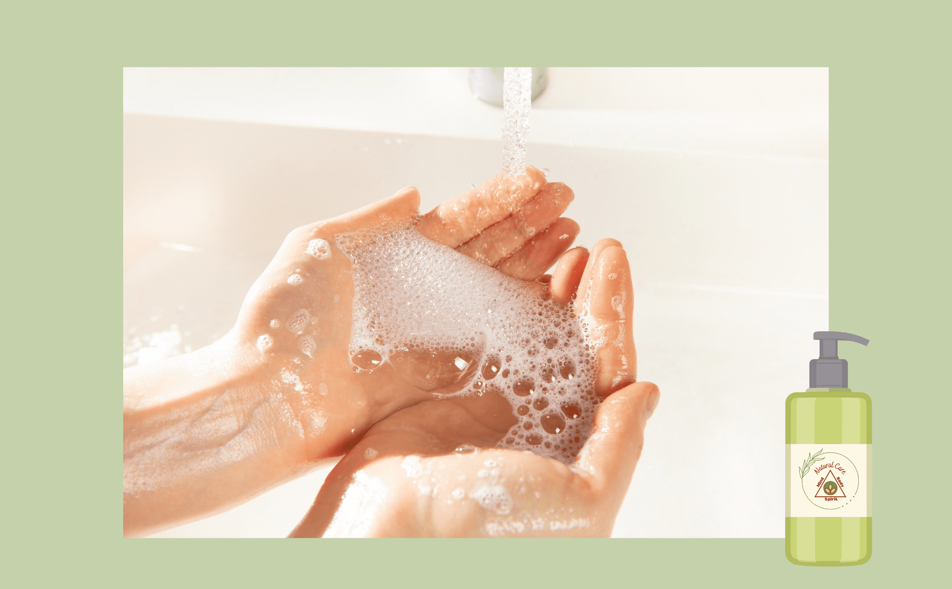 Soapy hands under running tap